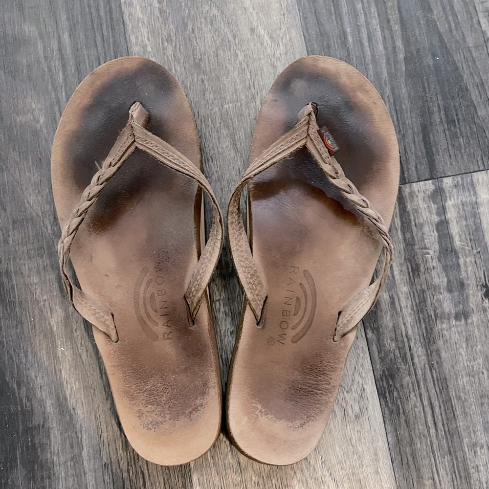 Rainbow flip flops